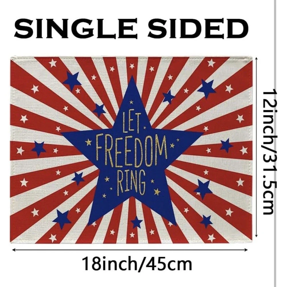 Let Freedom Ring Decorative One Sided Placemats Set Of 4 (12in x 18in) NEW